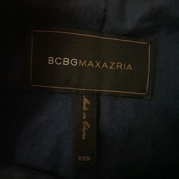 HoT BCBG Leather Jacket; Indigo; Polyester & Rayon Inner Arms; Cropped Back! XXS - Picture 2 of 5